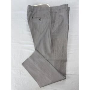 Hugo Boss Sharp1 US Flat Front Wool Dress Pants, Slacks. Gray Stripe, 33X30 Read